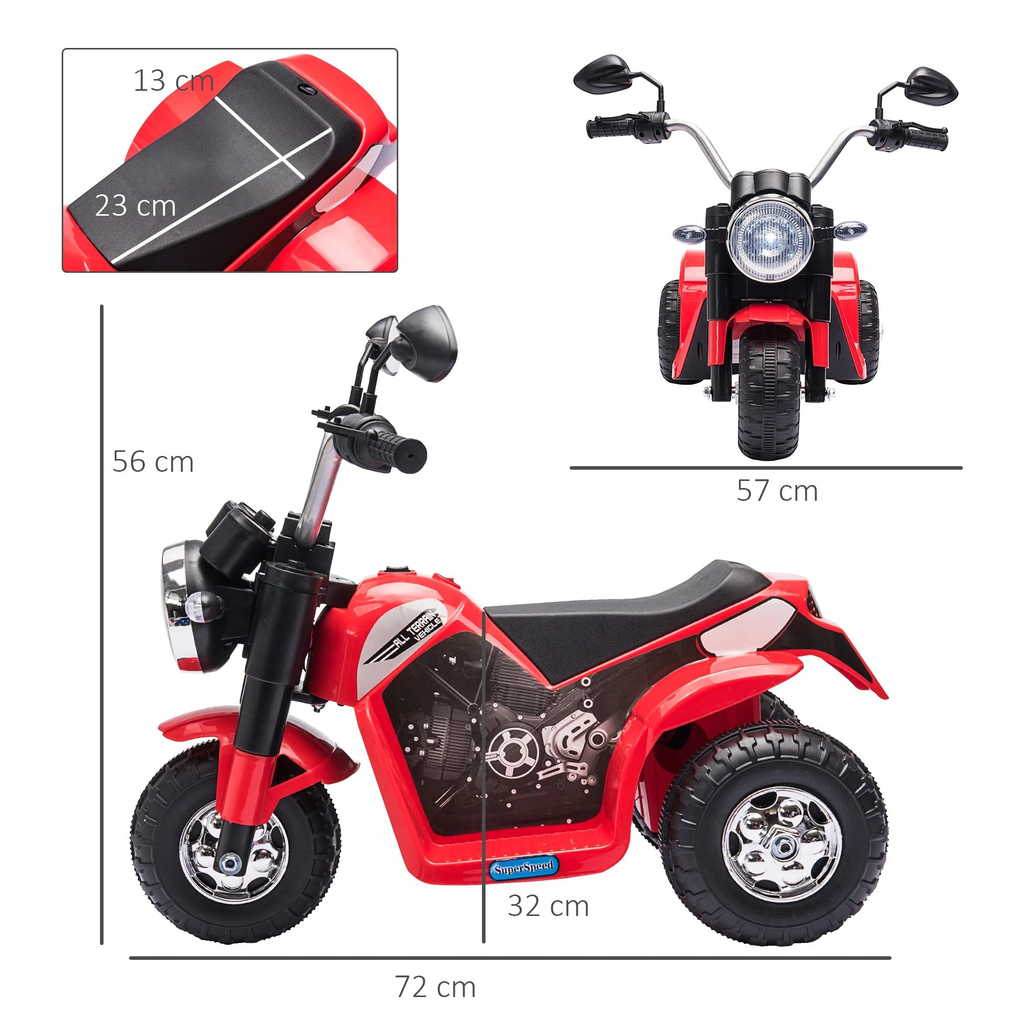 HOMCOM Kids 6V Electric Motorcycle Ride-On Toy Battery