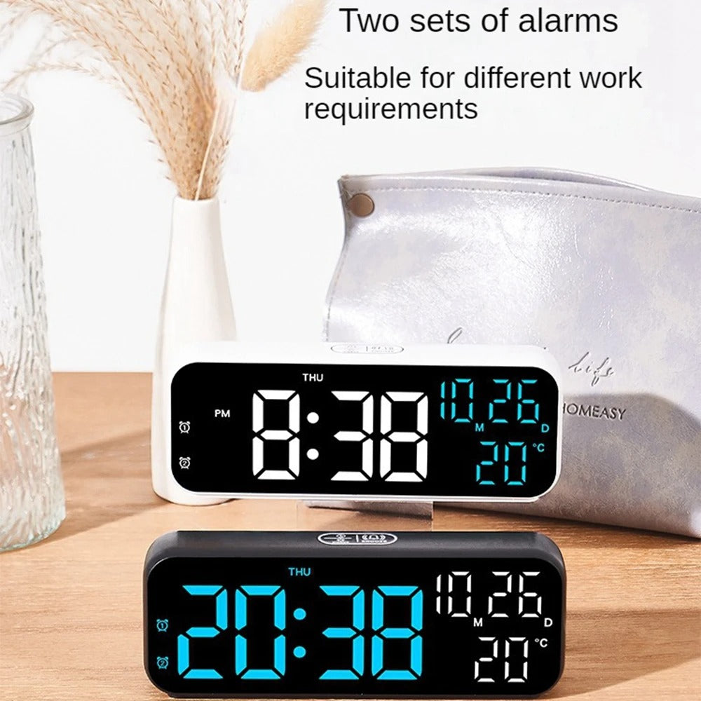Digital Alarm Clock Temperature and Date Week Display Night Mode