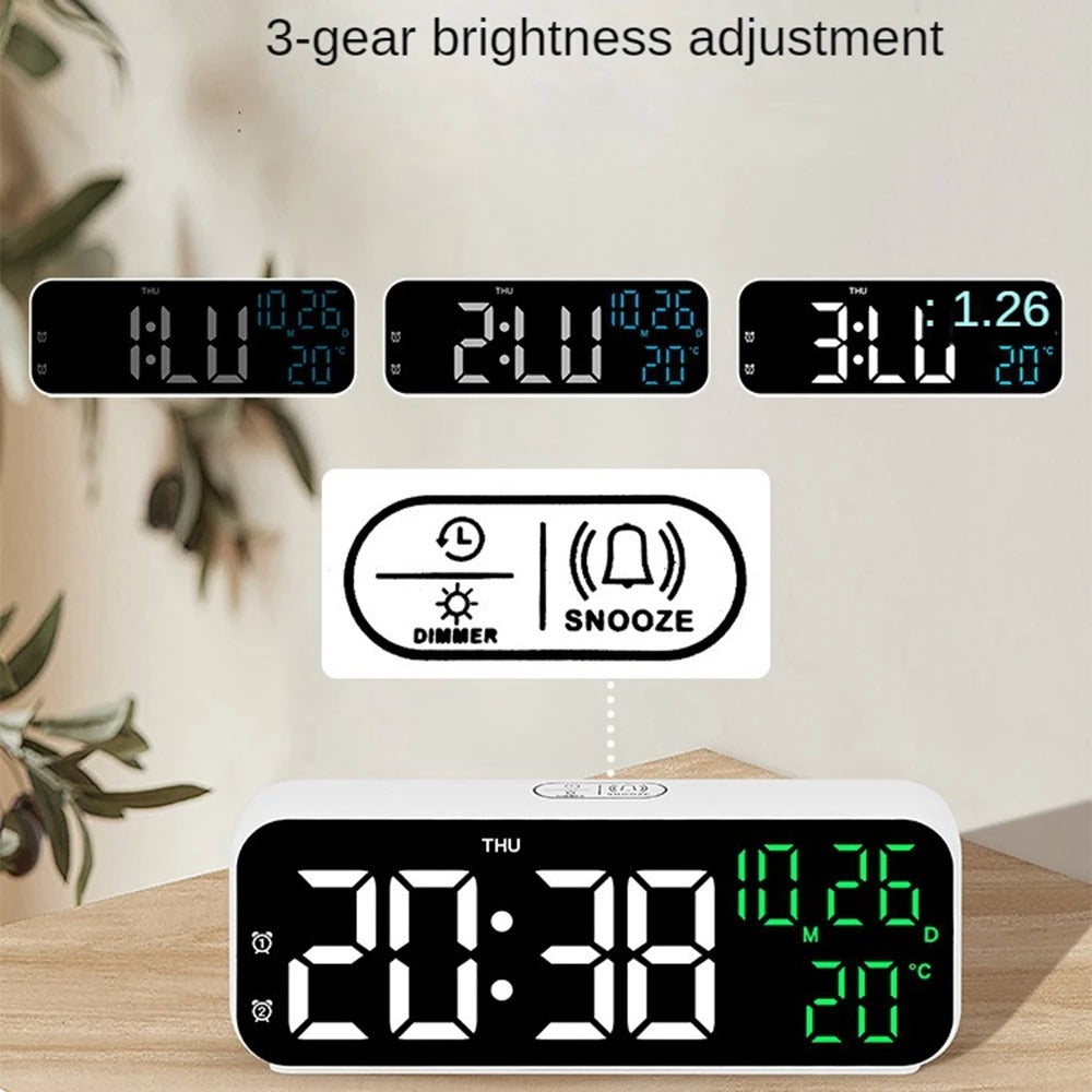 Digital Alarm Clock Temperature and Date Week Display Night Mode