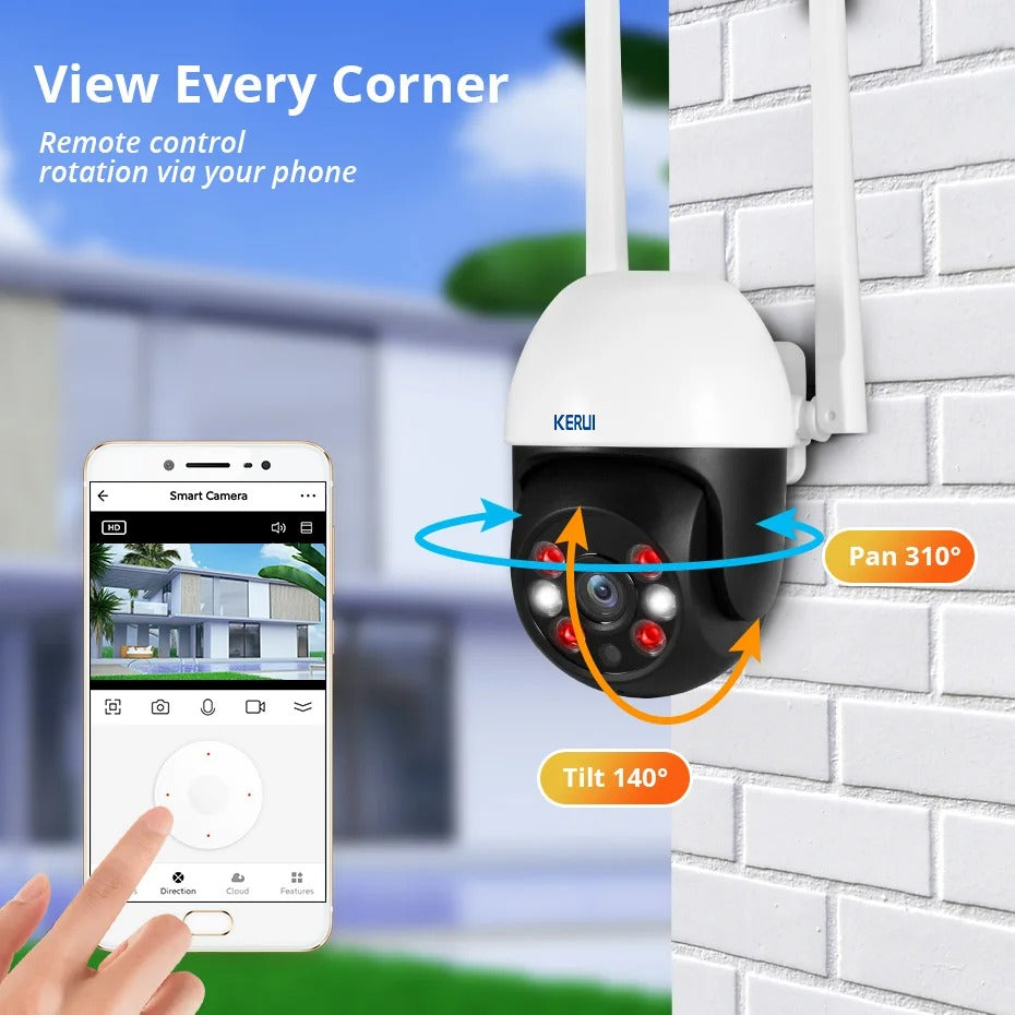 KERUI 5MP PTZ WiFi IP Wireless Camera Tuya Smart Outdoor Home