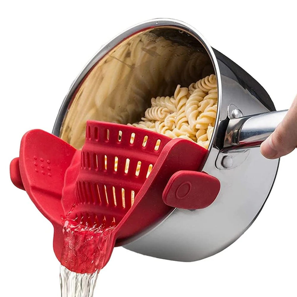 Silicone Kitchen Strainer Clip On Pots and Pans Drain Rack Pasta