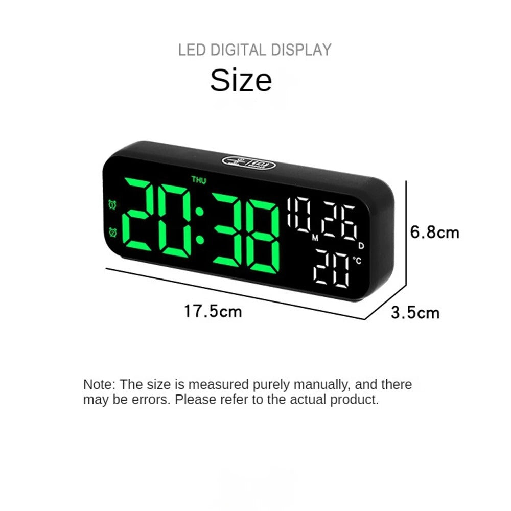 Digital Alarm Clock Temperature and Date Week Display Night Mode
