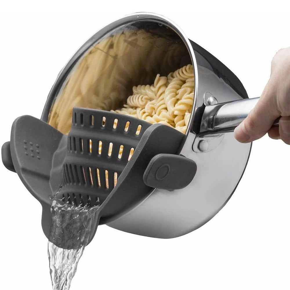 Silicone Kitchen Strainer Clip On Pots and Pans Drain Rack Pasta