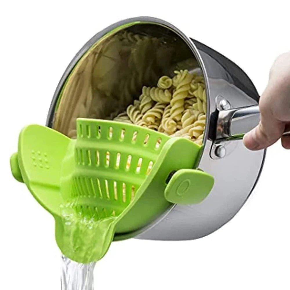Silicone Kitchen Strainer Clip On Pots and Pans Drain Rack Pasta